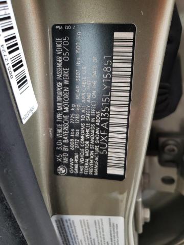 Photo 10 from auction – 2005 BMW X5 3.0I with VIN 5UXFA13515LY15851