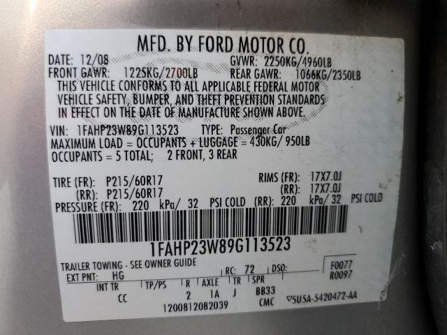 Photo 10 from auction – 2009 FORD TAURUS SE with VIN 1FAHP23W89G113523