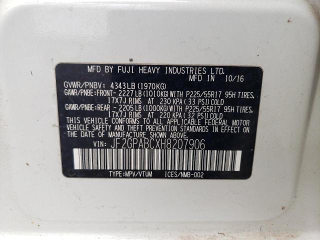 Photo 10 from auction – 2017 SUBARU CROSSTREK with VIN JF2GPABCXH8207906