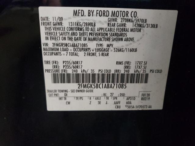 Photo 10 from auction – 2010 FORD FLEX SE with VIN 2FMGK5BC1ABA71085