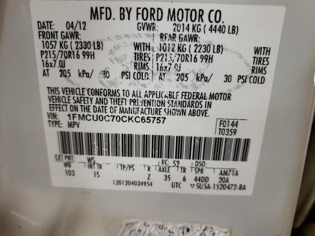 Фото 10 с аукциона – 2012 FORD ESCAPE XLS с VIN 1FMCU0C70CKC65757