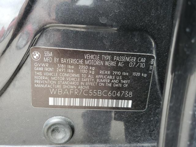 Photo 10 from auction – 2011 BMW 535I with VIN WBAFR7C55BC604738