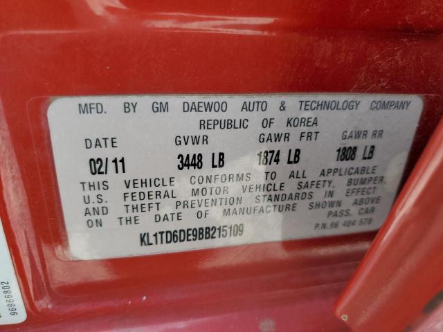 Photo 10 from auction – 2011 CHEVROLET AVEO LS with VIN KL1TD6DE9BB215109