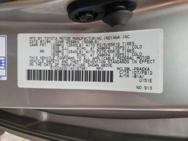 Photo 10 from auction – 2004 TOYOTA SIENNA CE with VIN 5TDZA23C14S197981