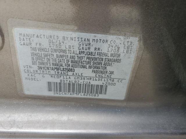 Photo 10 from auction – 2015 NISSAN VERSA S with VIN 3N1CN7AP9FL825083