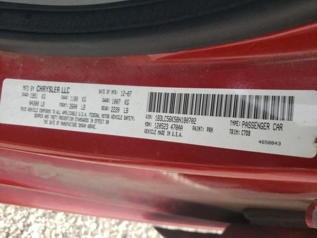 Photo 10 from auction – 2008 DODGE AVENGER SX with VIN 1B3LC56K58N180702