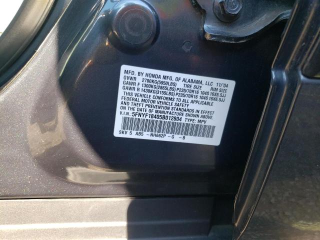 Photo 10 from auction – 2005 HONDA PILOT EX with VIN 5FNYF18405B012804