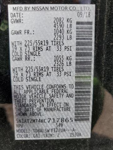 Photo 10 from auction – 2019 NISSAN ROGUE S with VIN 5N1AT2MT4KC717865