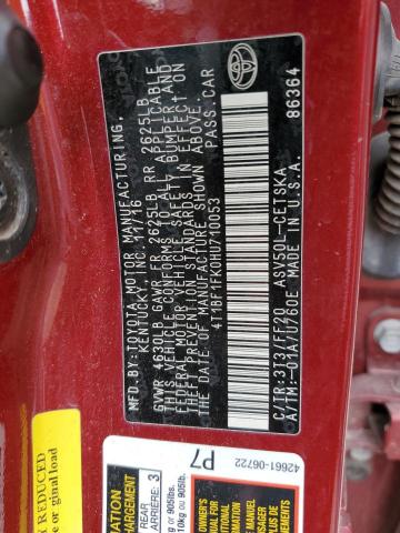 Photo 10 from auction – 2017 TOYOTA CAMRY LE with VIN 4T1BF1FK0HU710053