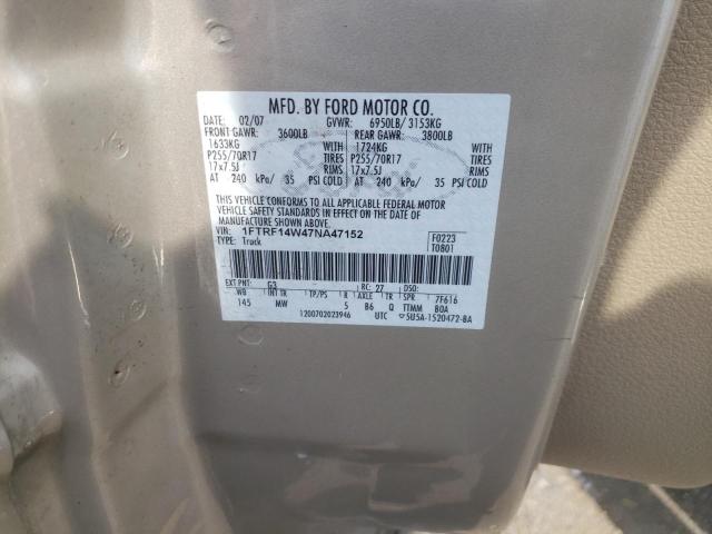 Zdjęcie 10 z aukcji – 2007 FORD F150 z VIN 1FTRF14W47NA47152