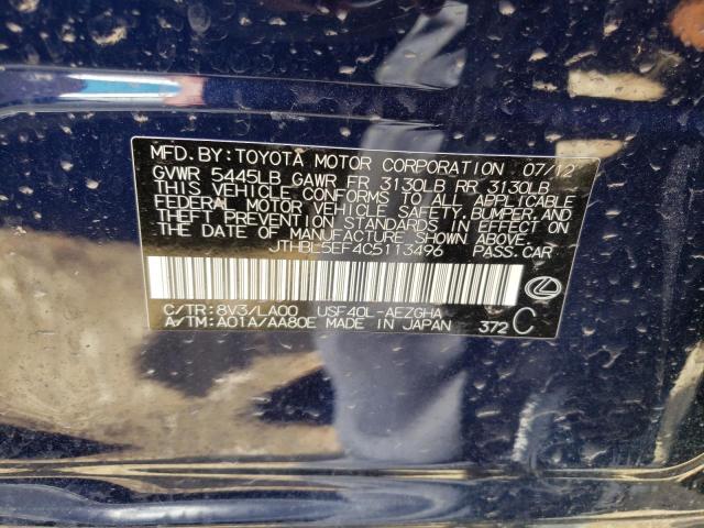 Photo 10 from auction – 2012 LEXUS LS 460 with VIN JTHBL5EF4C5113496