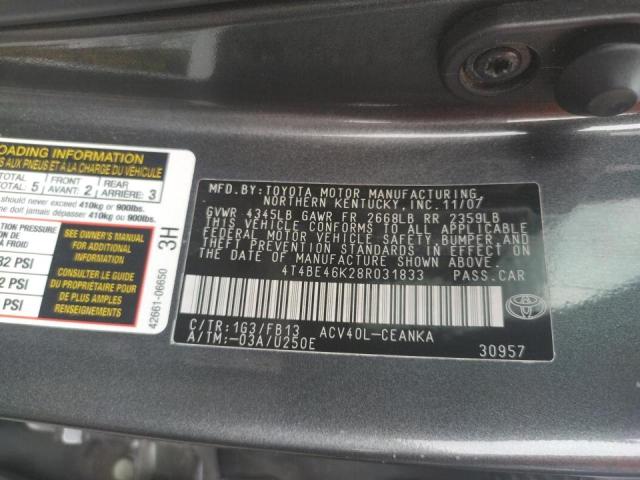 Photo 10 from auction – 2008 TOYOTA CAMRY CE with VIN 4T4BE46K28R031833