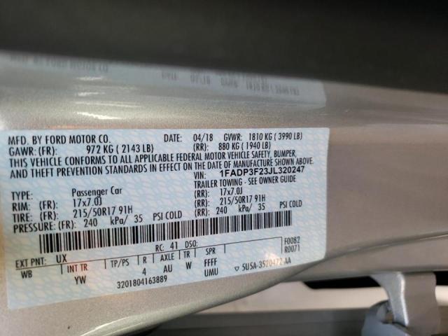 Photo 10 from auction – 2018 FORD FOCUS SE with VIN 1FADP3F23JL320247