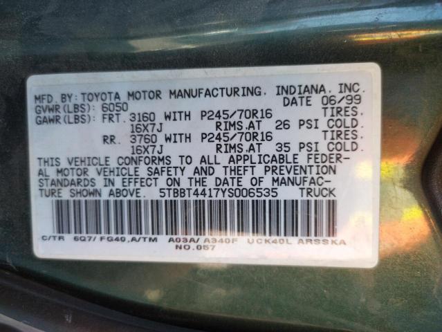 Photo 10 from auction – 2000 TOYOTA TUNDRA ACC with VIN 5TBBT4417YS006535