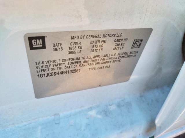 Photo 10 from auction – 2016 CHEVROLET SONIC LT with VIN 1G1JC6SH4G4102561