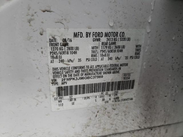 Photo 10 from auction – 2016 FORD EDGE SEL with VIN 2FMPK3J96GBC37569