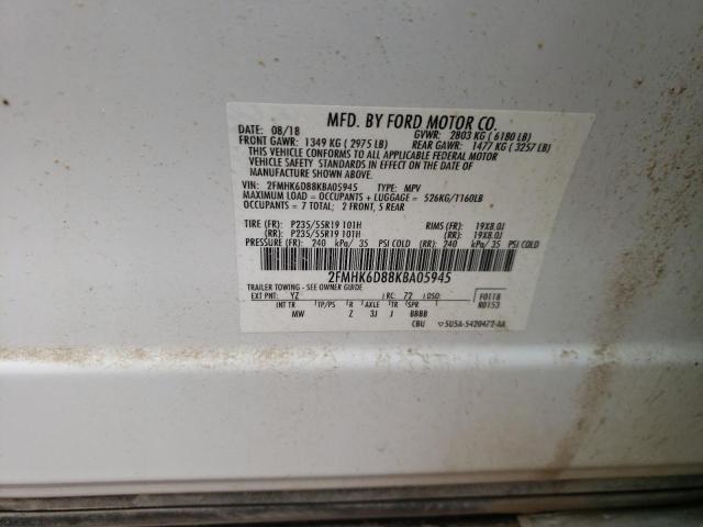Photo 10 from auction – 2019 FORD FLEX LIMIT with VIN 2FMHK6D88KBA05945