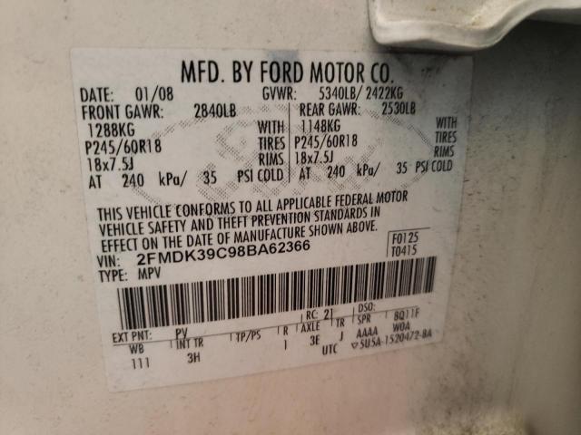 Photo 10 from auction – 2008 FORD EDGE LIMIT with VIN 2FMDK39C98BA62366