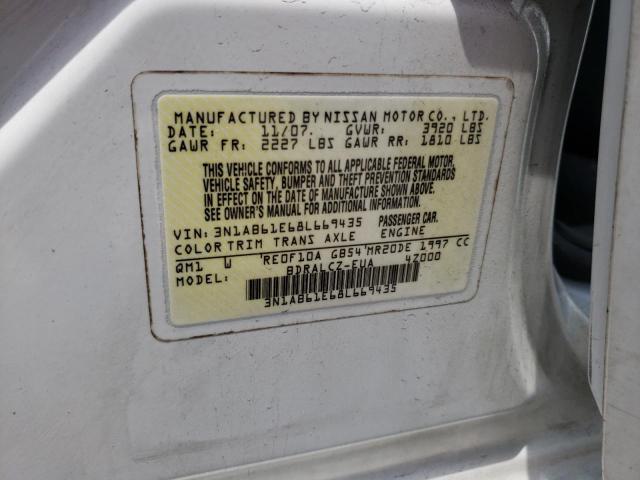 Photo 10 from auction – 2008 NISSAN SENTRA 2.0 with VIN 3N1AB61E68L669435