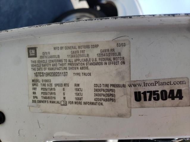 Photo 10 from auction – 2003 GMC SONOMA with VIN 1GTCS19H238231137