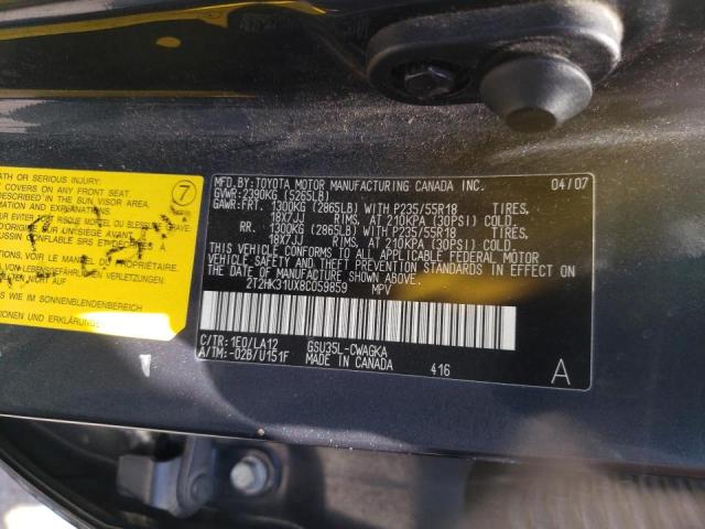Photo 10 from auction – 2008 LEXUS RX 350 with VIN 2T2HK31UX8C059859