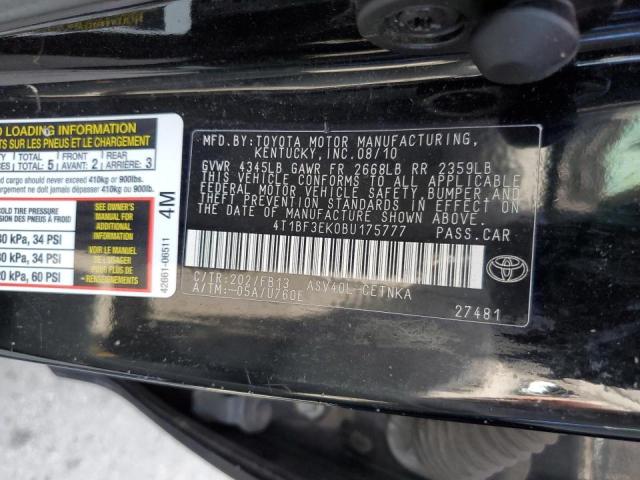 Photo 10 from auction – 2011 TOYOTA CAMRY with VIN 4T1BF3EK0BU175777