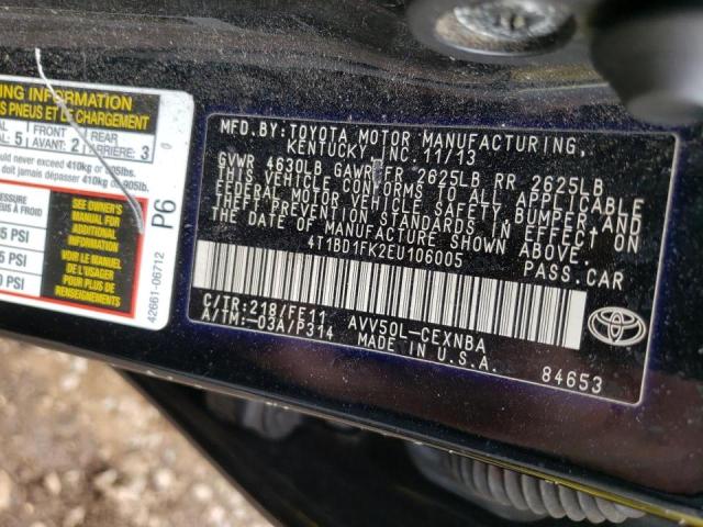 Photo 10 from auction – 2014 TOYOTA CAMRY HYBR with VIN 4T1BD1FK2EU106005