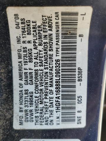 Photo 10 from auction – 2008 HONDA CIVIC EX with VIN 1HGFA16888L090326