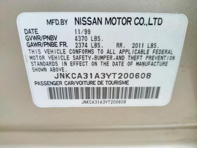 Photo 10 from auction – 2000 INFINITI I30 with VIN JNKCA31A3YT200608