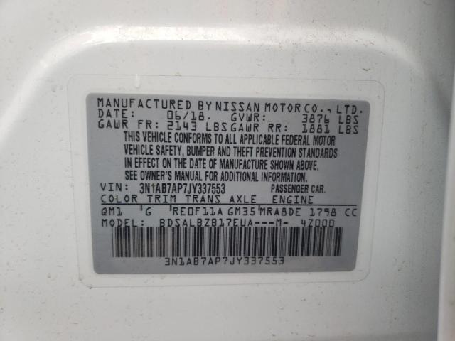 Photo 10 from auction – 2018 NISSAN SENTRA S with VIN 3N1AB7AP7JY337553