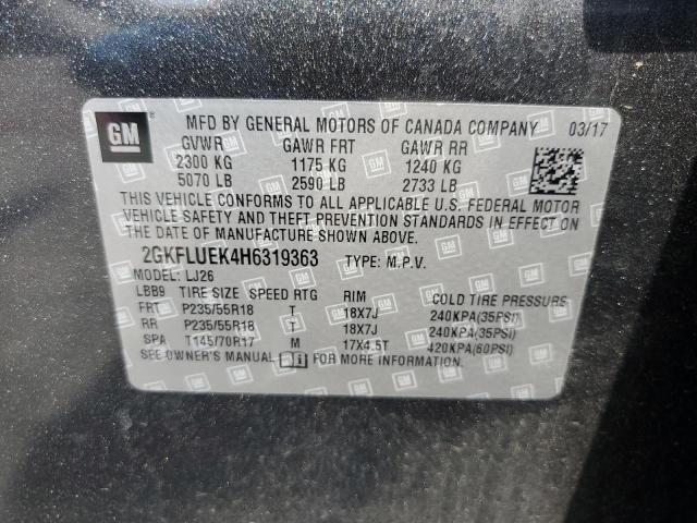 Photo 10 from auction – 2017 GMC TERRAIN SL with VIN 2GKFLUEK4H6319363