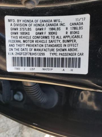 Photo 10 from auction – 2018 HONDA CIVIC EX with VIN 2HGFC2F78JH513299