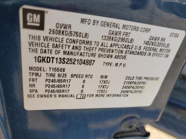 Photo 10 from auction – 2005 GMC ENVOY with VIN 1GKDT13S252104887