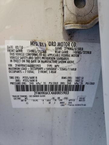 Photo 10 from auction – 2010 FORD FLEX SEL with VIN 2FMHK6CC4ABB05903