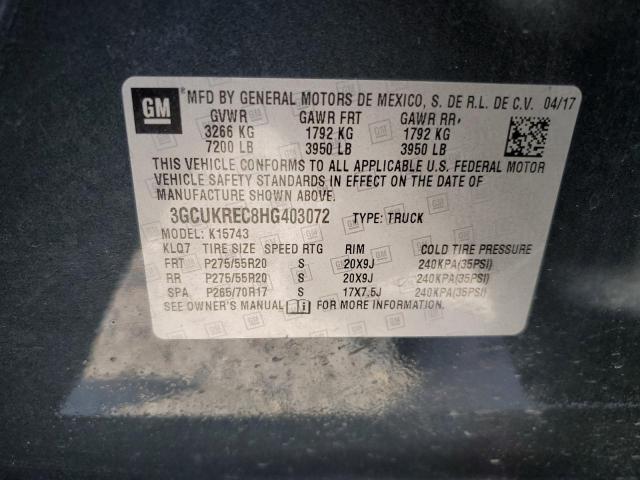 Photo 10 from auction – 2017 CHEVROLET SILVERADO with VIN 3GCUKREC8HG403072
