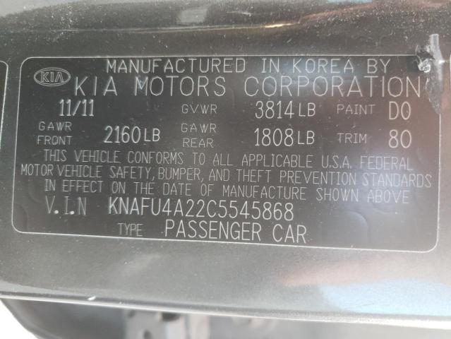 Photo 10 from auction – 2012 KIA FORTE EX with VIN KNAFU4A22C5545868