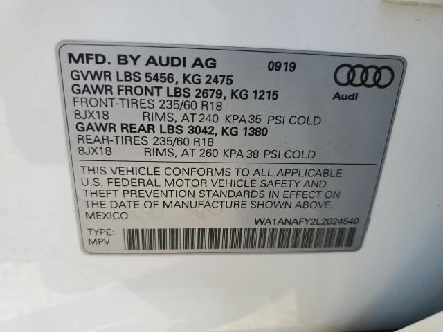 Photo 10 from auction – 2020 AUDI Q5 PREMIUM with VIN WA1ANAFY2L2024540