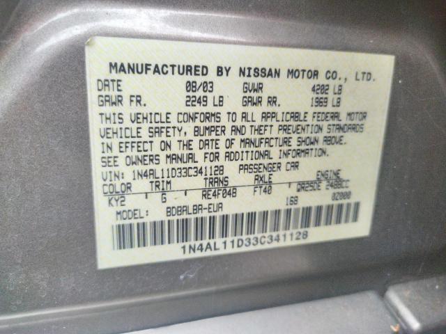 Photo 10 from auction – 2003 NISSAN ALTIMA BAS with VIN 1N4AL11D33C341128