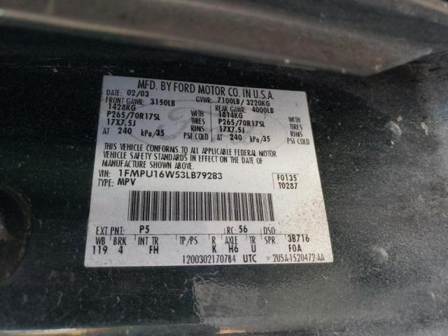 Photo 10 from auction – 2003 FORD EXPEDITION with VIN 1FMPU16W53LB79283