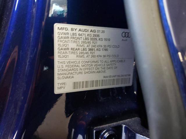 Photo 10 from auction – 2020 AUDI Q8 PREMIUM with VIN WA1EVAF15LD016795