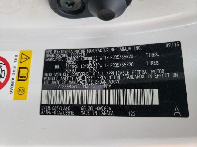 Photo 10 from auction – 2016 LEXUS RX 350 with VIN 2T2ZZMCA1GC013893