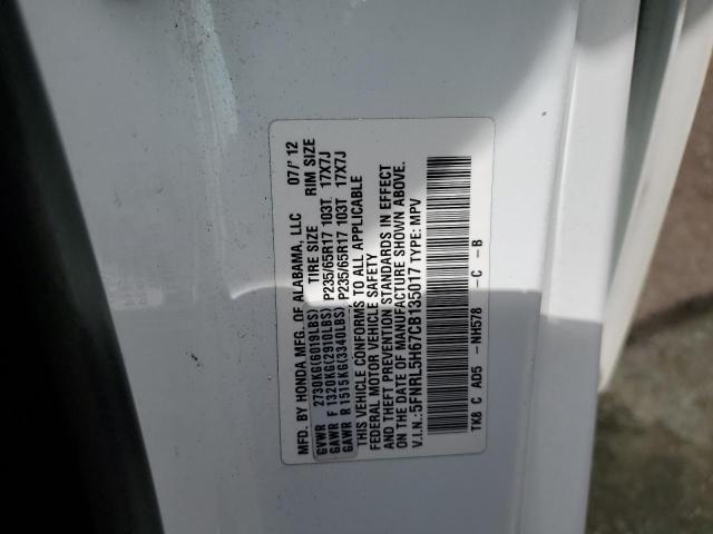 Photo 10 from auction – 2012 HONDA ODYSSEY EX with VIN 5FNRL5H67CB135017
