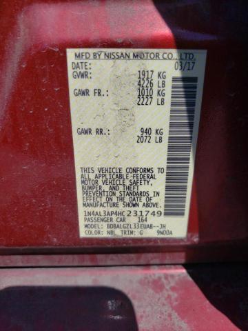 Photo 10 from auction – 2017 NISSAN ALTIMA 2.5 with VIN 1N4AL3AP4HC231749