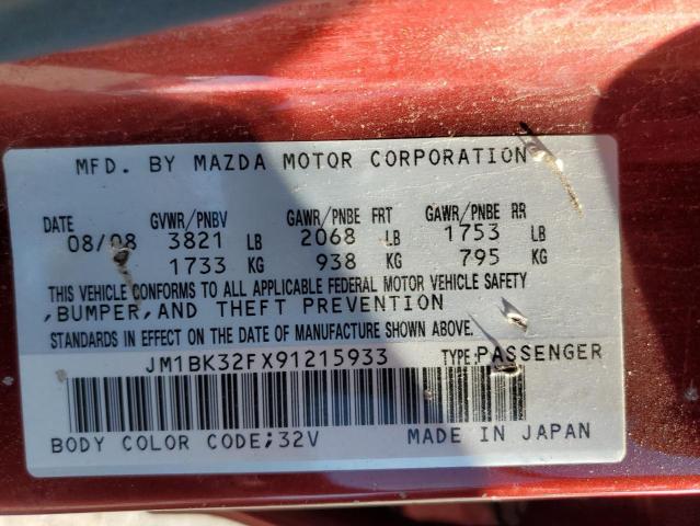 Photo 10 from auction – 2009 MAZDA 3 I with VIN JM1BK32FX91215933