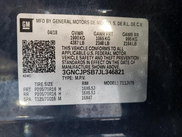 Photo 10 from auction – 2018 CHEVROLET TRAX 1LT with VIN 3GNCJPSB7JL346821