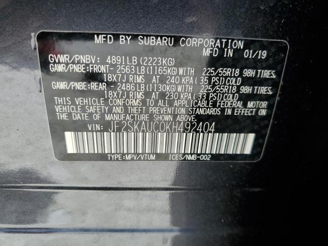 Photo 10 from auction – 2019 SUBARU FORESTER L with VIN JF2SKAUC0KH492404