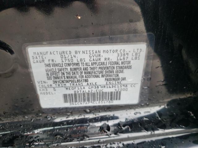 Photo 10 from auction – 2014 NISSAN VERSA S with VIN 3N1CN7AP9EL851780