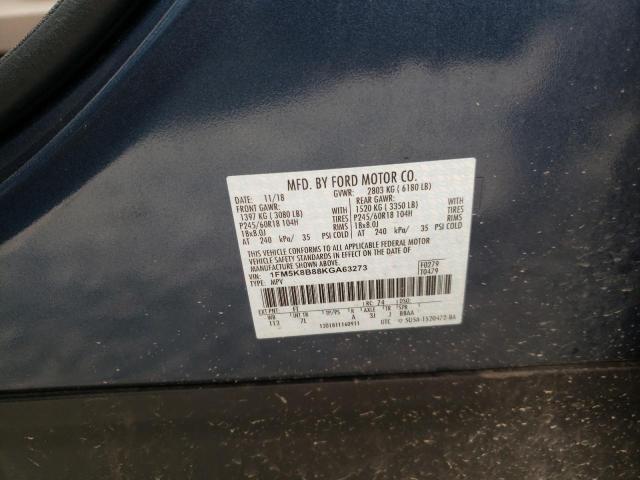 Photo 10 from auction – 2019 FORD EXPLORER with VIN 1FM5K8B88KGA63273