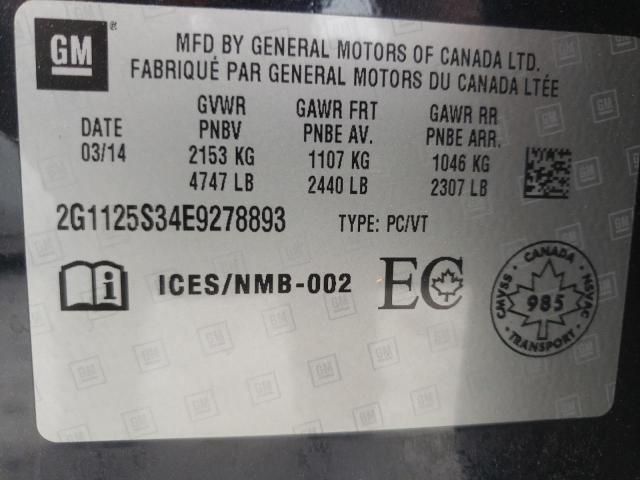 Photo 10 from auction – 2014 CHEVROLET IMPALA LT with VIN 2G1125S34E9278893