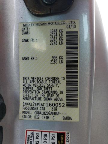 Photo 10 from auction – 2010 NISSAN ALTIMA S with VIN 1N4AL2EP1AC160052